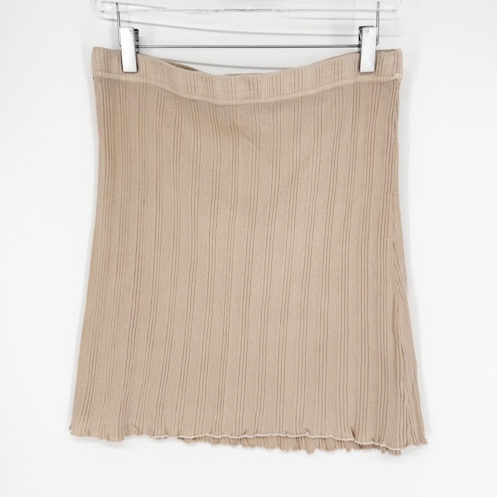 NWT Tularosa‎ Green Ribbed Pull On Mini Skirt XL Tan